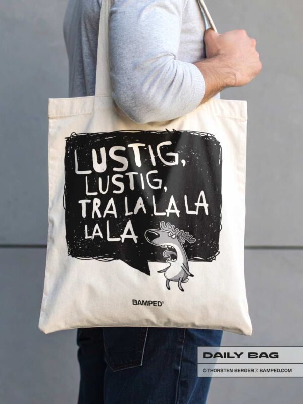 BAUMWOLLTASCHE "RENTIER RUDI" / LUSTIG TRALALALALA