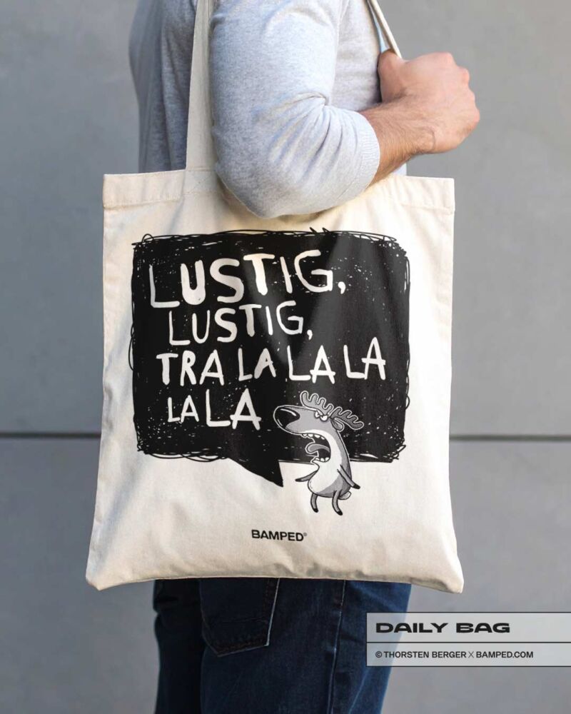 BAUMWOLLTASCHE "RENTIER RUDI" / LUSTIG TRALALALALA – Bild 1