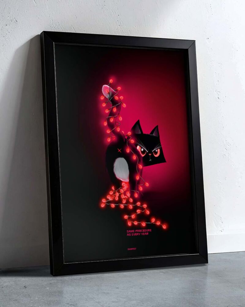 88025032_Bad_XMas_cat_BAMPED_Artprints_4 ART PRINT "XMAS CAT" / SAME PROCEDURE – Bild 1