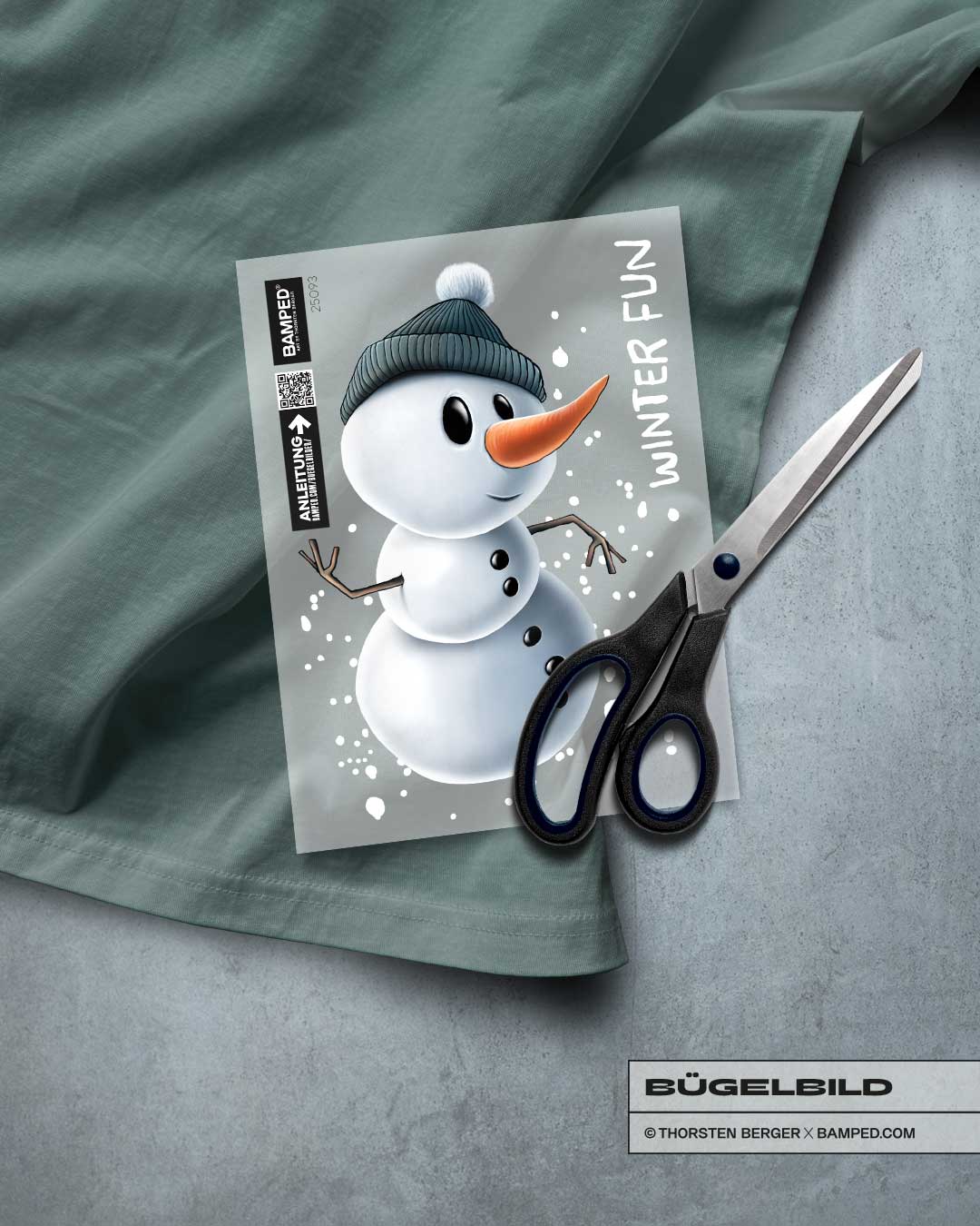 HOT-25093_M_Snowman_Muetze_ BÜGELBILD "MISTER SNOWMAN" / MÜTZE – Bild 1