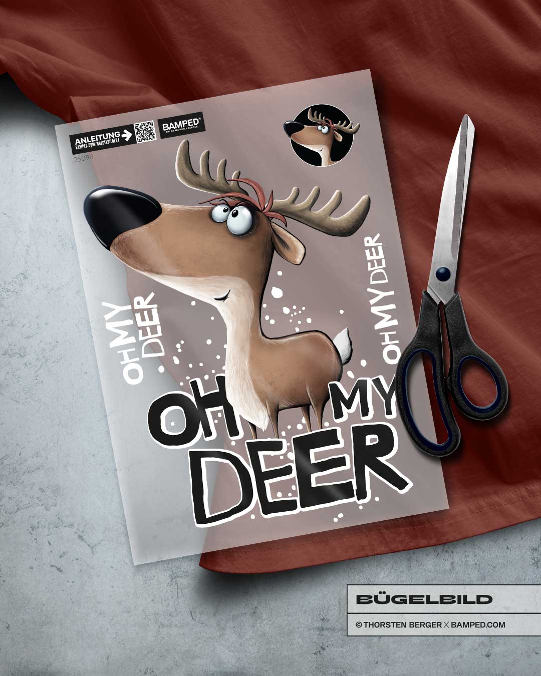 HOT-25098_XL_Rudi_Deer_1 BÜGELBILD "RENTIER RUDI" / OH MY DEER – Bild 1