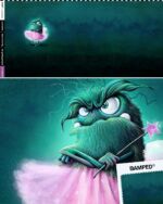French Terry "GRUMMELFEE" / MOTIVPANEL GRUMPYGREEN – Bild 3